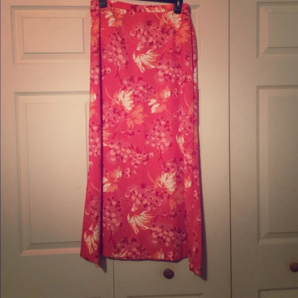 Floral Coral Maxi Skirt
